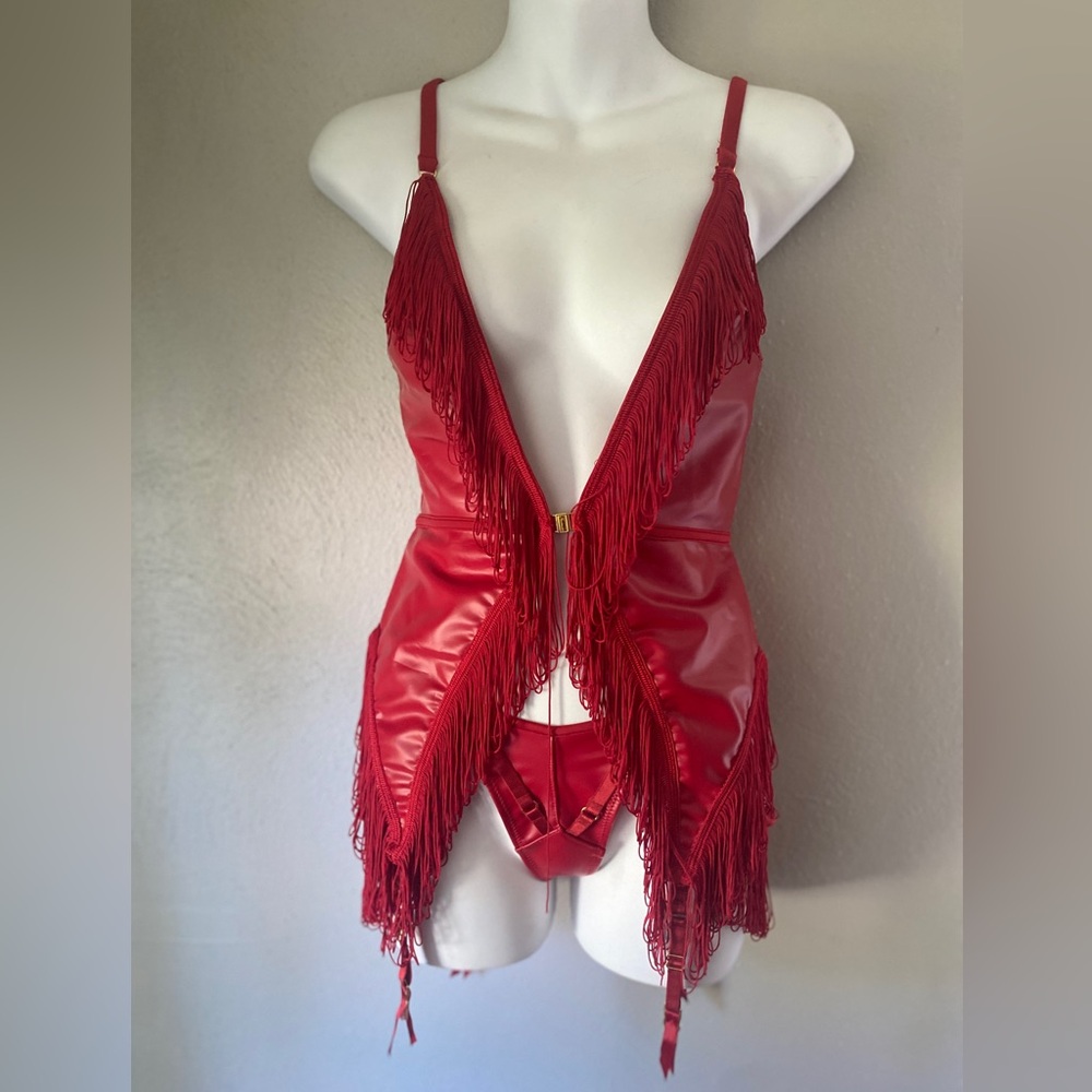 Hendrix Faux Leather & Fringe Chemise